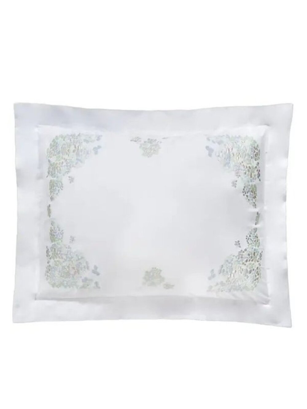 NWT Dea Linens Ibla Embroidery Sham White /Aqua Size Boudoir